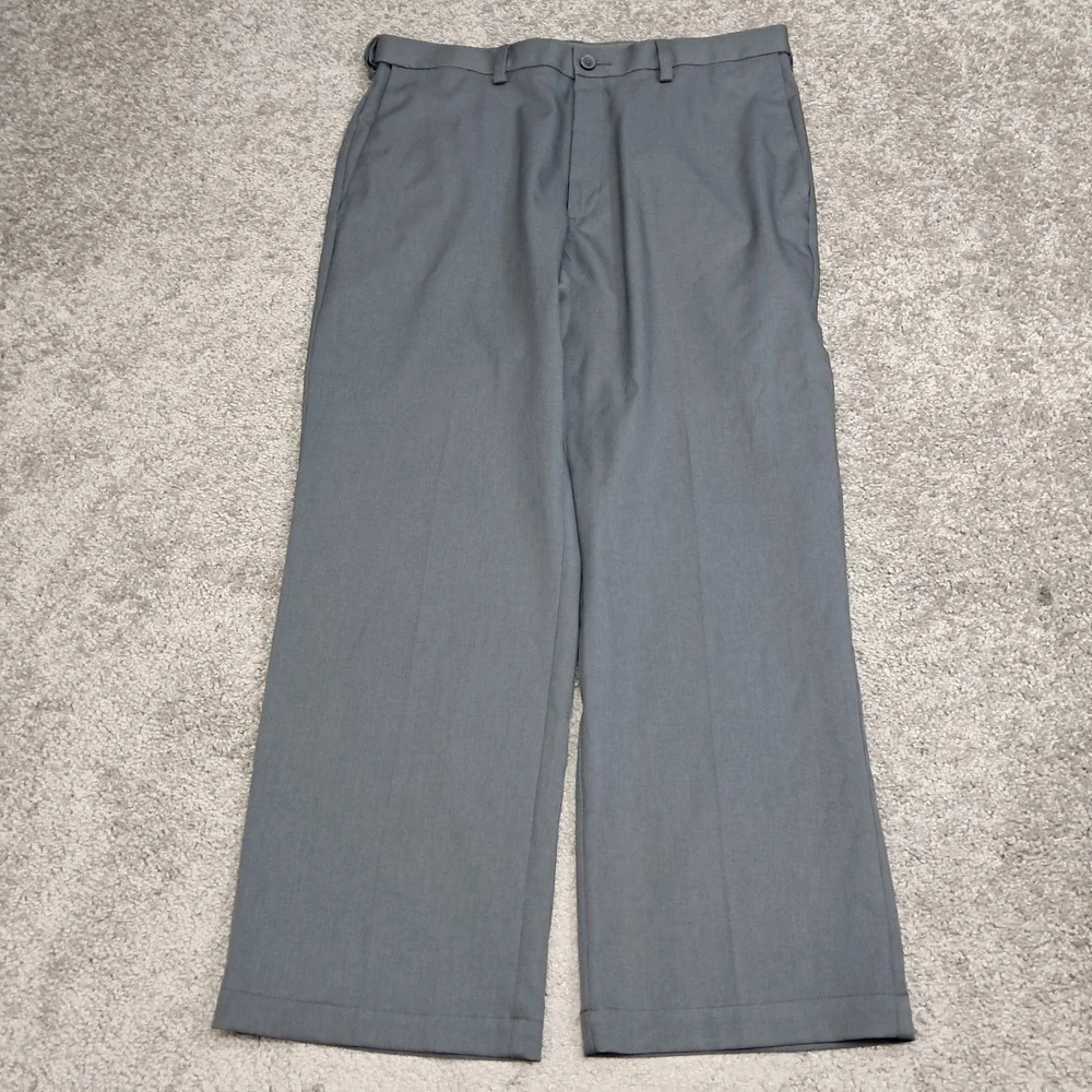 Haggar Mens Cool 18 Pro Classic Fit Gray Dress Pants 36x29 7895